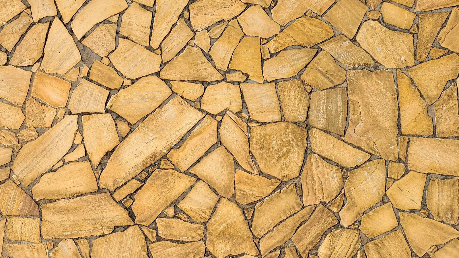 Bluestone flagstone patio bordered by wood decking and low garden plantings